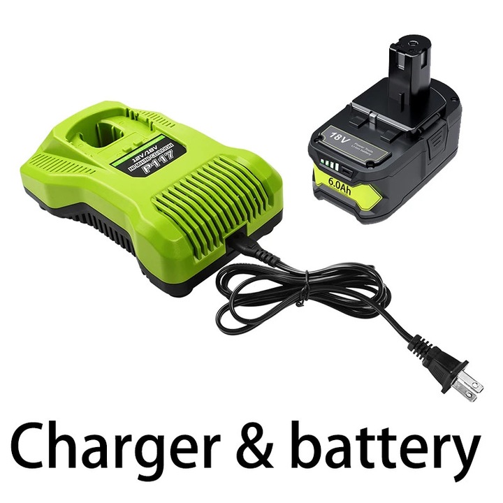 Adaptor pentru Baterie Lithium Ryobi 18V, Model 6A, Compatibil cu Ryobi 18V One Plus, Inlocuitor Baterie Scule Electrice, Potrivit pentru P107 RB18L50 RB18L20 P108, Set de 1 Baterie si 1 Incarcator