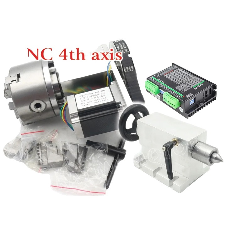 Mandrina CNC 3 falci, motor pas cu pas Nema23, raport 6:1, 65x115mm, 9.5kg