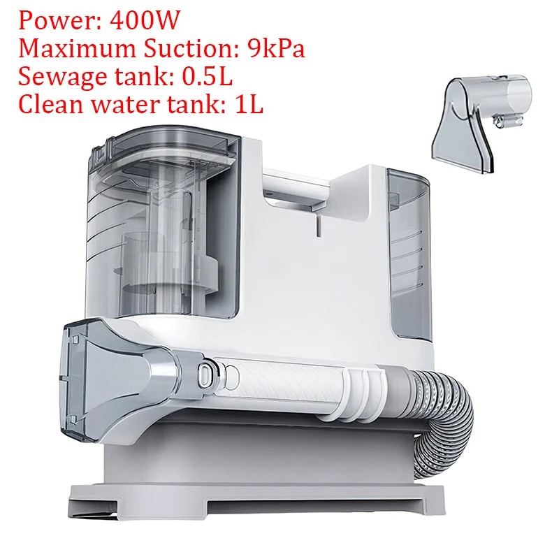 Aspirator pentru covoare, 400W, putere mare de aspiratie, capacitate rezervor apa curata 1080ml, capacitate rezervor apa murdara 800ml, portabil