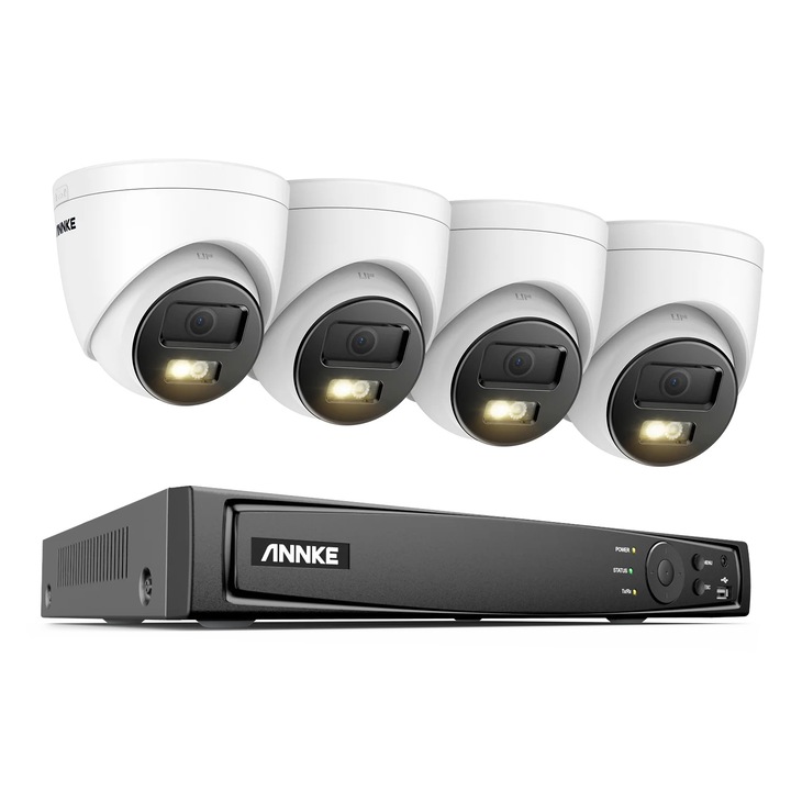 Sistem de supraveghere 8CH Annke, 12MP, detectie umana si vehicul, 4 camere, IP67