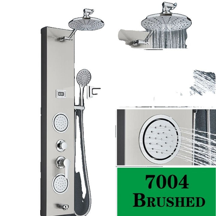 Coloana de dus, 7004 Nickel, cap de dus tip ploaie, jeturi SPA rotative