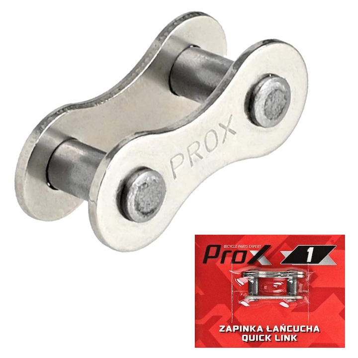 Lant bicicleta PROX Spinka 1-randuri argintie, otel carbon, 1/2x1/8", set