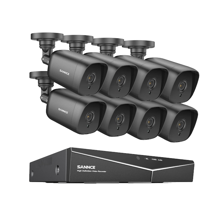 Sistem de supraveghere 8CH, 12MP, detectie umana si vehicul, set 4 camere, IP67