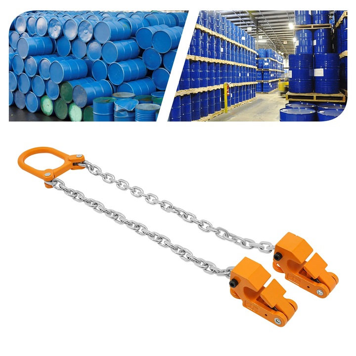 Lant pentru ridicat butoaie, capacitate 1 tona, otel mangan, distanta de ridicare 50 cm, compatibil cu butoaie din plastic si metal