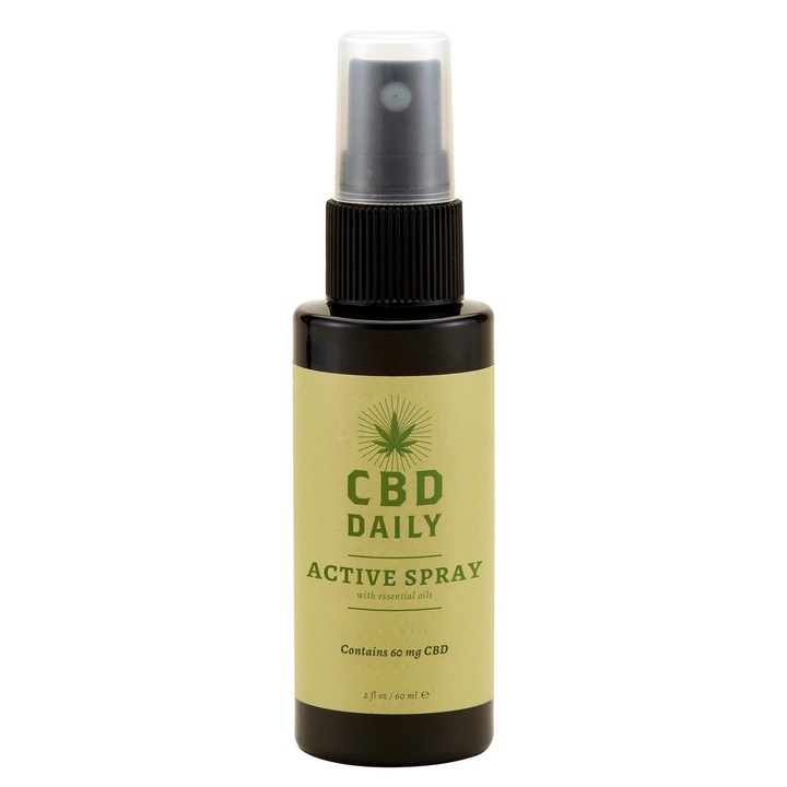Spray regenerant Earthly Body CBD Active 60 ml, formula cu ulei CBD, extracte vegetale, aplicare usoara