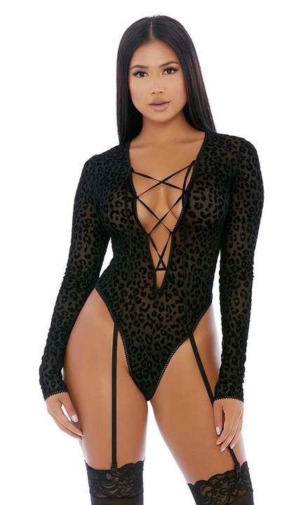 Body sexy, ForPlay, Negru, Decolteu in V, XL INTL