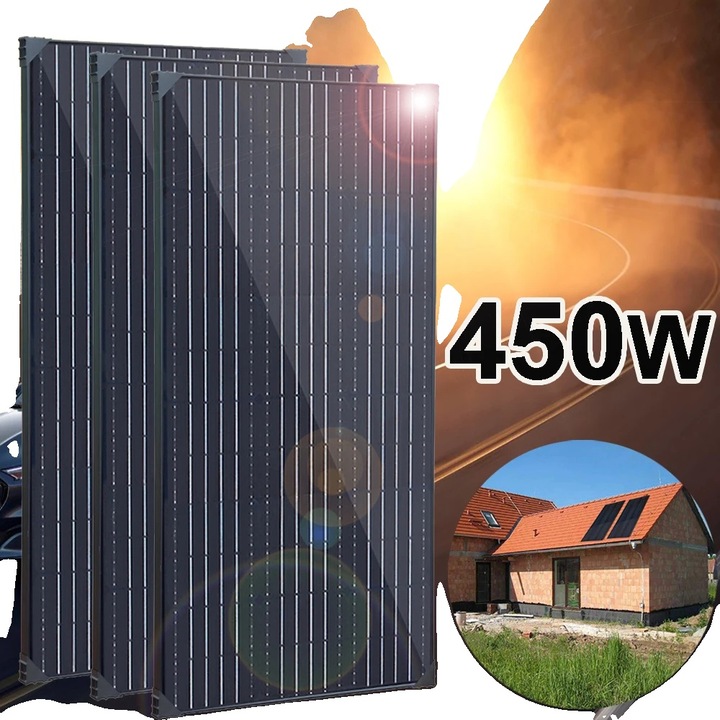 Kit panouri solare, 450W, design compact, 1050x530x25mm, 3 bucati de 150W