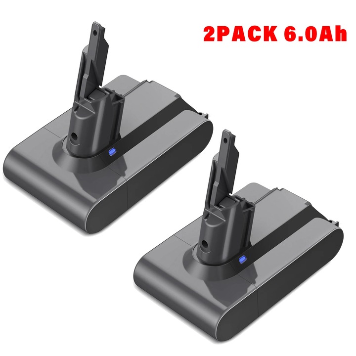 Acumulator de inlocuire pentru V7 SV11 aspirator, Li-ion 21, 6 V, 2 bucati, 6, 0 Ah, compatibil cu Trigger/Animal/Fluffy/Absolute/Handheld/Car+Boat, rosu