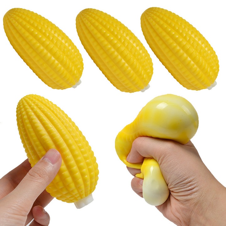 Ehető alakú, préselhető stresszoldó játék felnőtteknek és gyerekeknek - Mogyoróburger kukorica tartós, rugalmas szilikonból. A partnered a kikapcsolódáshoz, irodai iskola, sárga.