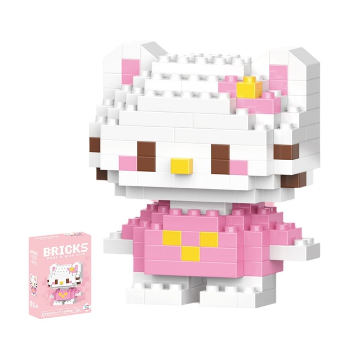 Hello Kitty építőkészlet – 146 darabos, kreatív játék gyerekeknek, irodai vagy szobai dekoráció, 5,4 x 4,6 x 3 CM