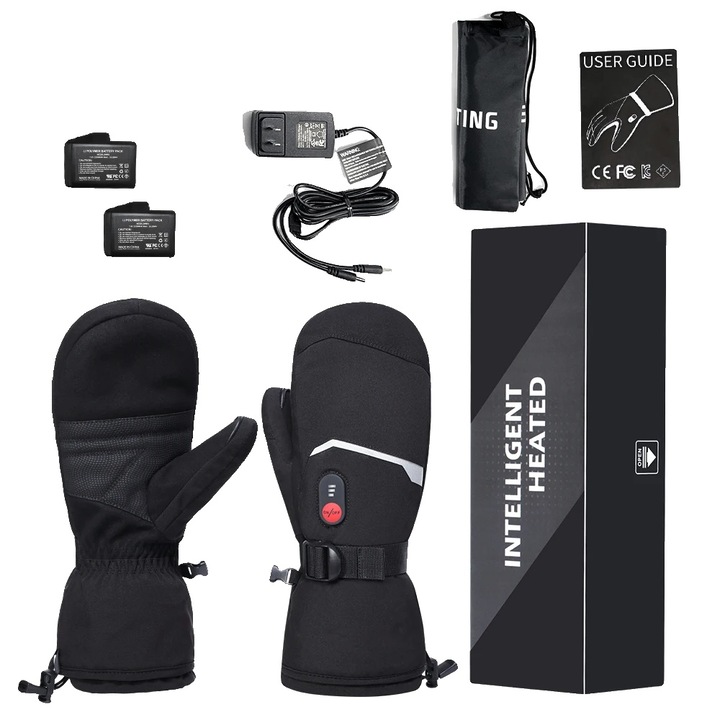Manusi incalzite S66E, Savior, XL, 3 setari de temperatura, compatibile cu touchscreen, cu baterie reincarcabila