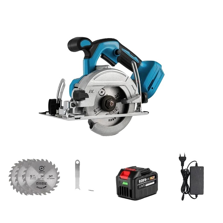 Циркуляр, Yofidra, безчетков мотор, регулируем ъгъл на рязане, 1-928VF, 125 мм, 18V