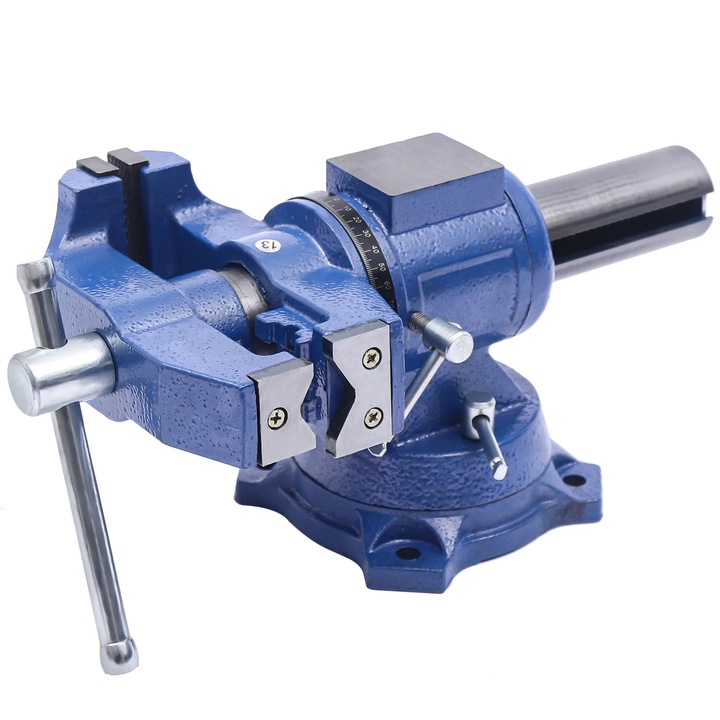 Menghina, Menghina de banc, Rotire 360°, Fonta ductila, Deschidere 10 cm, Adancime de prindere 5 cm, Diametru orificiu baza 1 cm, Manuala