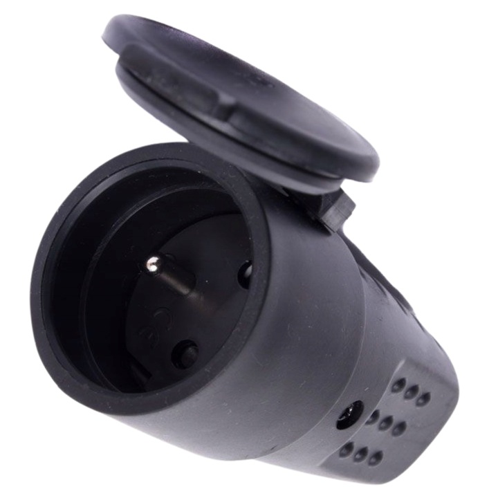 Priza de cauciuc ELGOTECH G-10G cu impamantare, neagra, 1 buc.