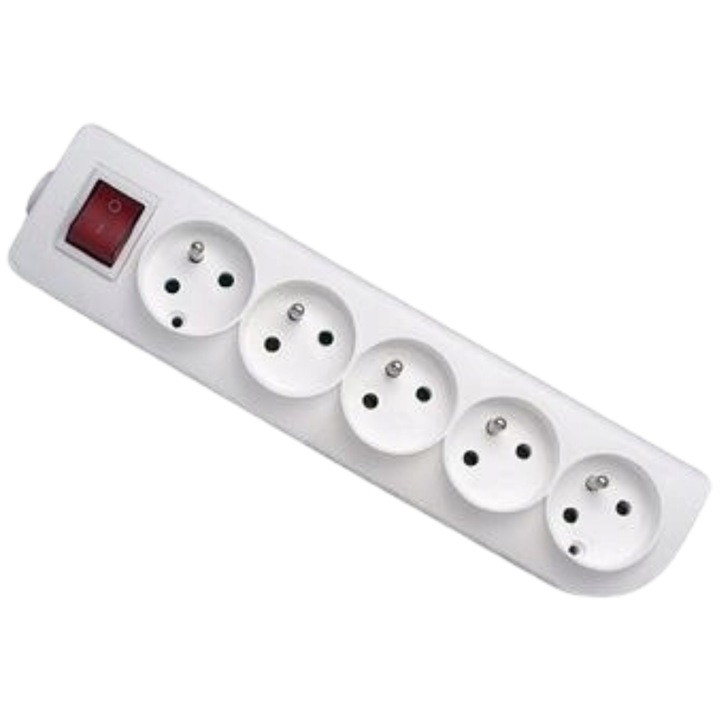 Удължителен кабел Elgotech, 5 гнезда, сив, 230V, 16A
