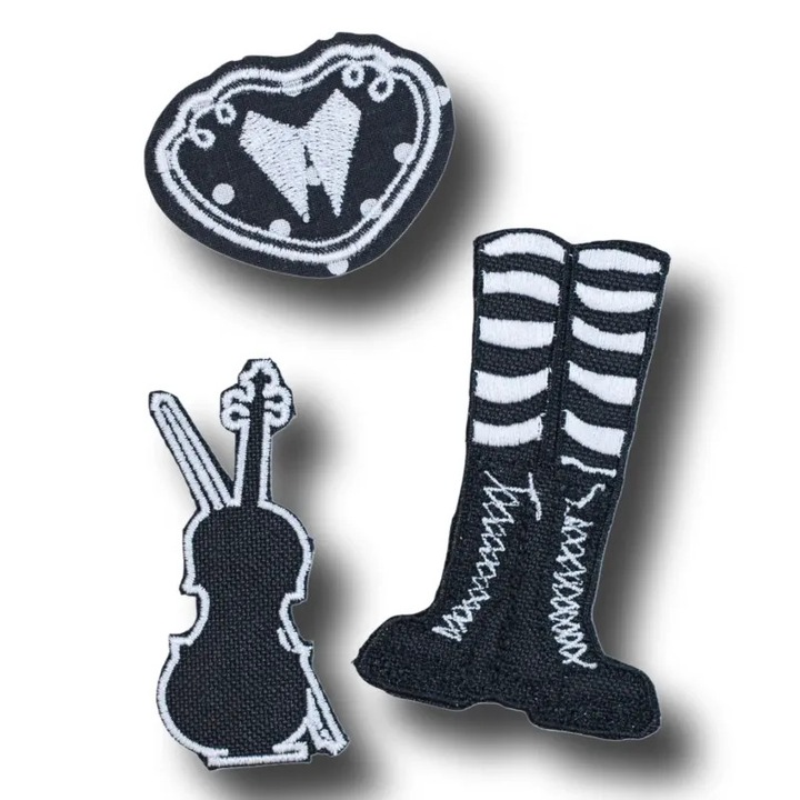 Set 3 bucati patch-uri termoadezive Arco, negru/alb