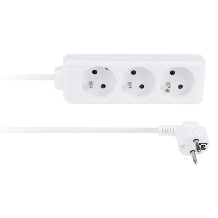 LIBOX удължителен кабел 3 гнезда 1.5 м 16A 2300W бял