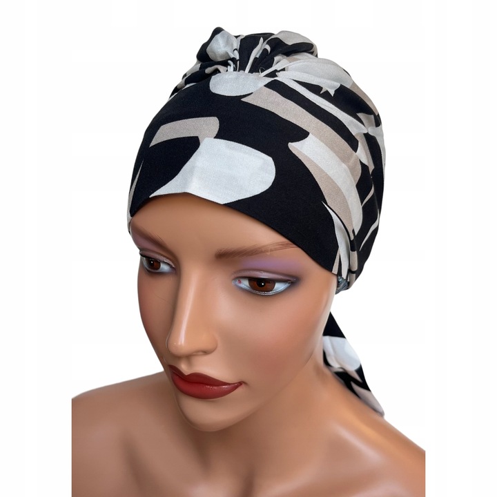Turban dama din viscoza, negru/gri