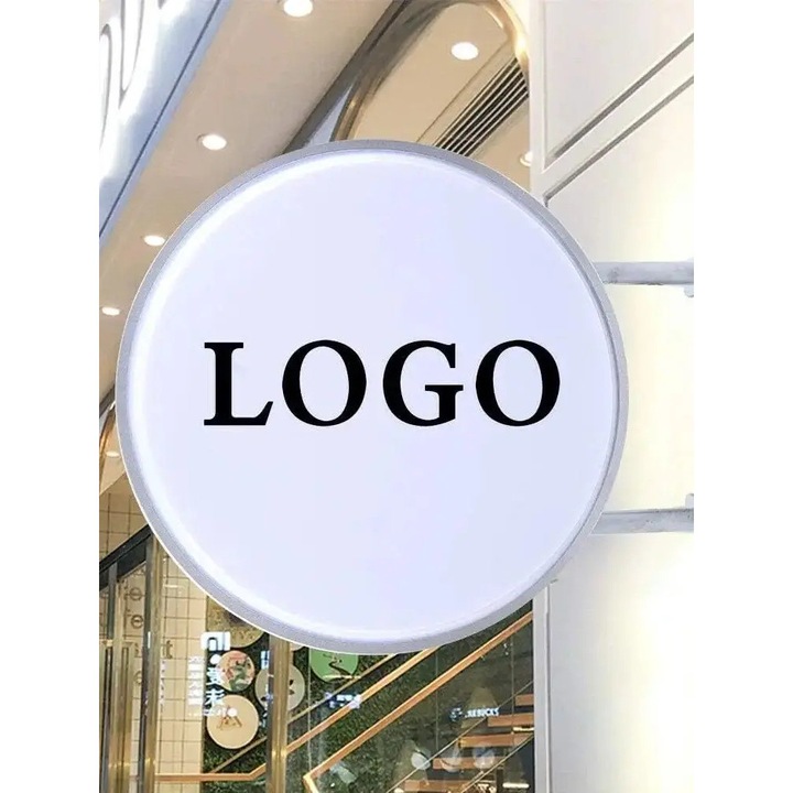 LED светлинна кутия, двустранна, водоустойчива, кръгъл дизайн, бяла