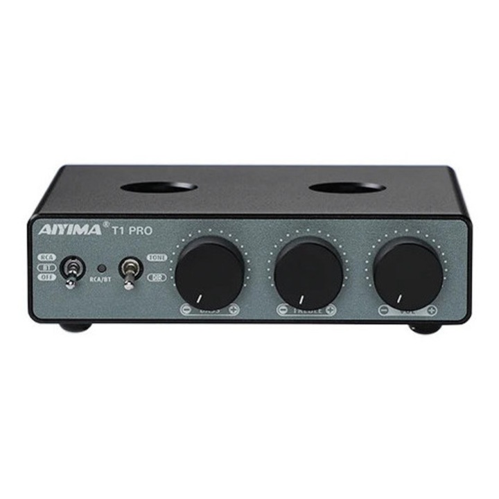 Preamplificator AIYIMA, suporta APTX-HD, control personalizabil al basului, priza UE, Bluetooth 5.1, negru/gri