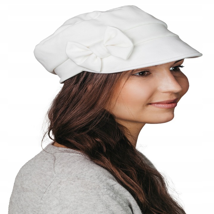 Caciula dama Eva Design, kaszkiet ecru, material bambus, rozmiar universal