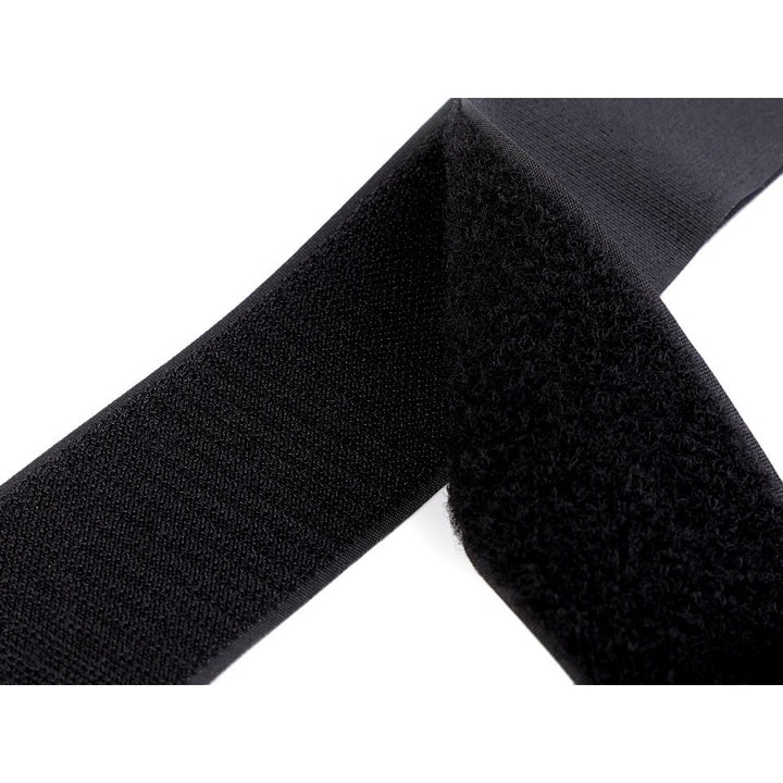 Banda adeziva cu velcro, Kufer, 50mm, set 1m, neagra