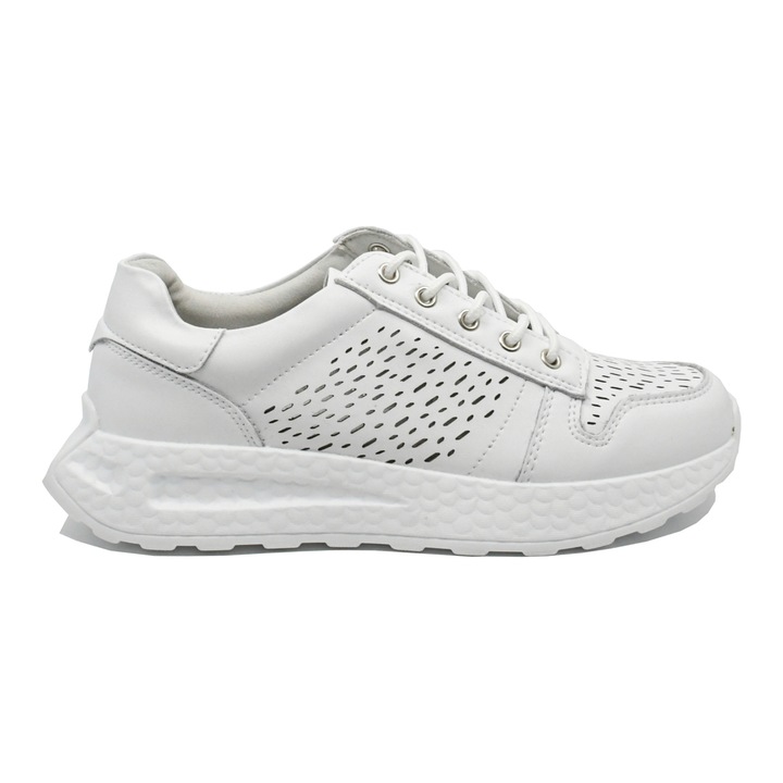 Tenisi perforati Gallop albi din piele naturala FNX250, Alb