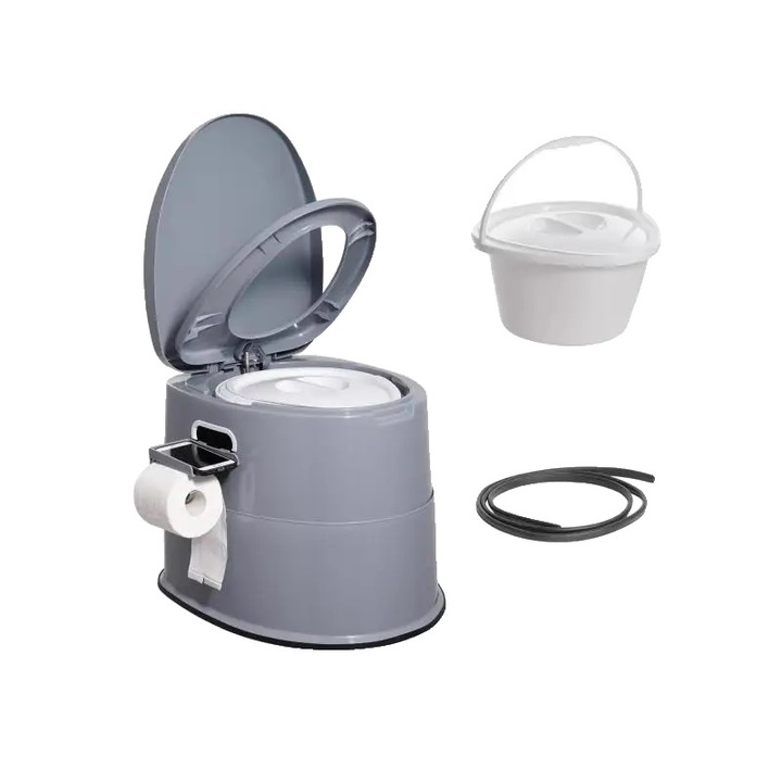 Toaleta portabila, capacitate 5L, usor de curatat, 50x47x40cm, gri