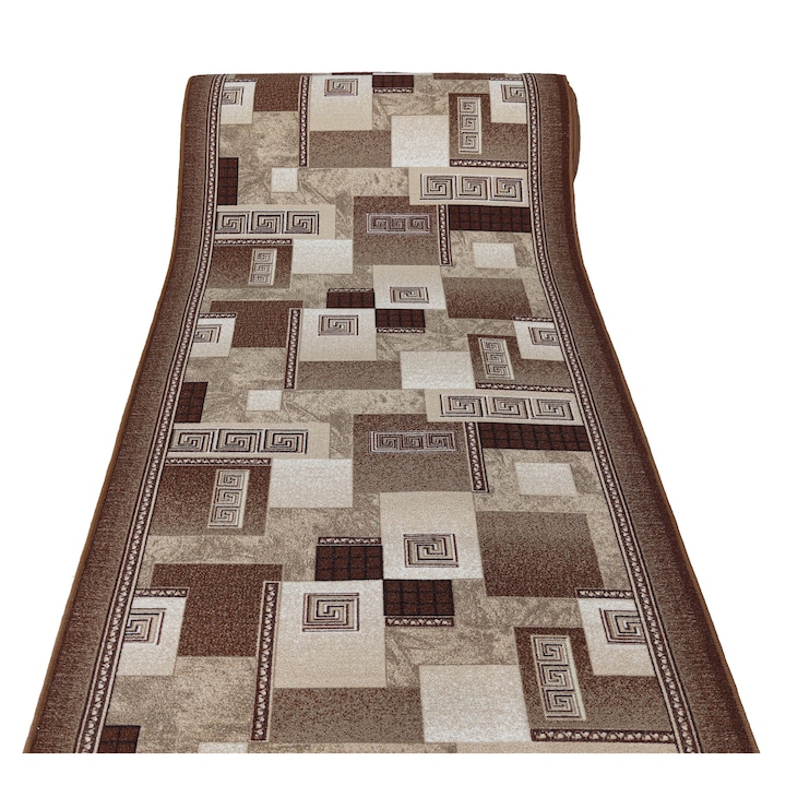 Traversa Festonata, Print Germes, Suport Pasla, 80x300, Maro, Bej