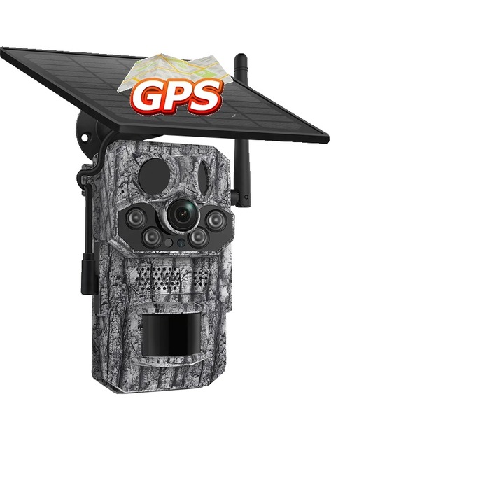 Камера за видеонаблюдение, 5MP, GPS, 4G, CMOS сензор, 32GB, със соларен панел, вградена батерия