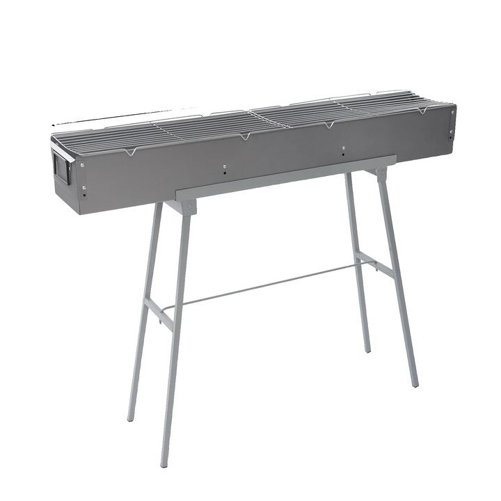 Gratar portabil, zinc-iron, design pliabil, 100x18x13cm, gri