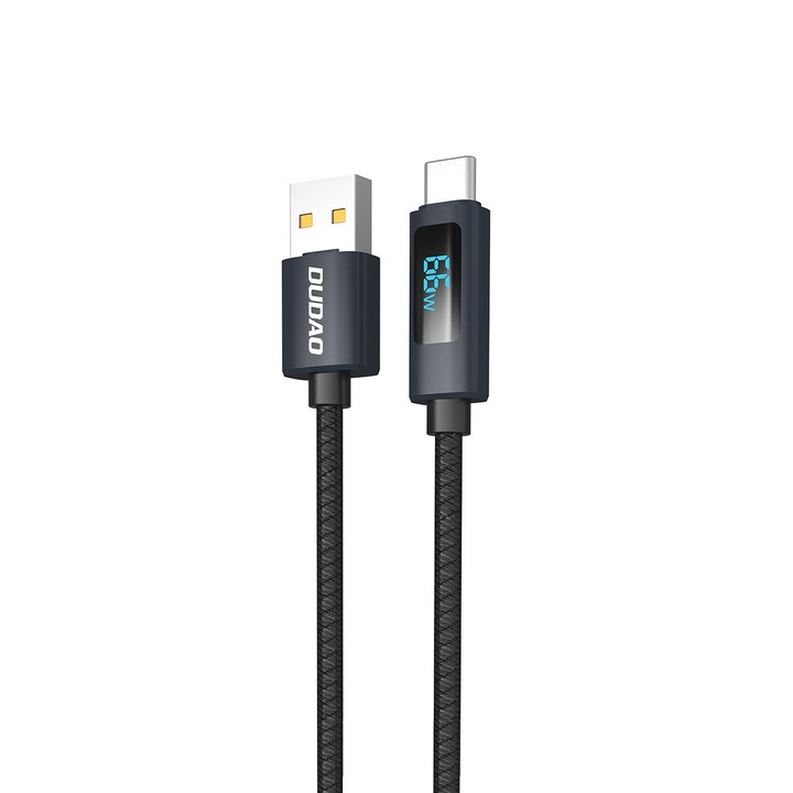 Dudao L7T USB-A - USB-C 66W adatkábel, 1m, fekete, LED kijelzővel