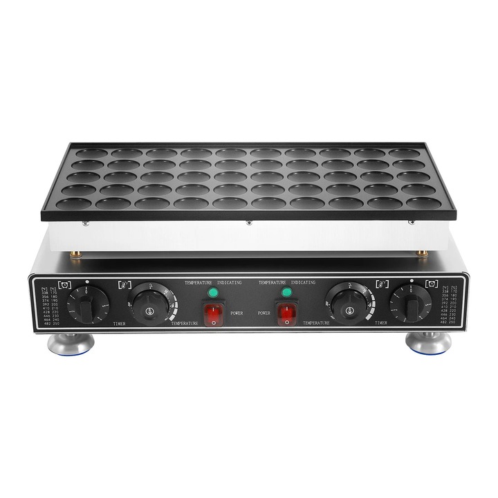 Aparat pentru мъфини, За плот, 50 форми, 1800 W, 220 V, Регулируем, Незалепващо покритие, Сребрист