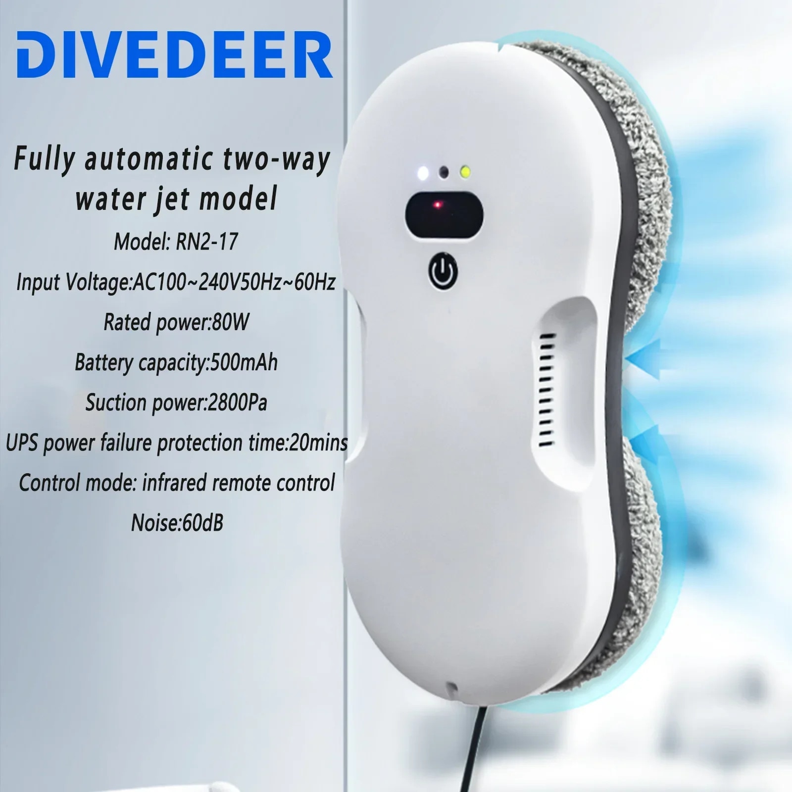 Aspirator geamuri, automat, capacitate pentru cladiri inalte, pulverizare dubla, 100-240V