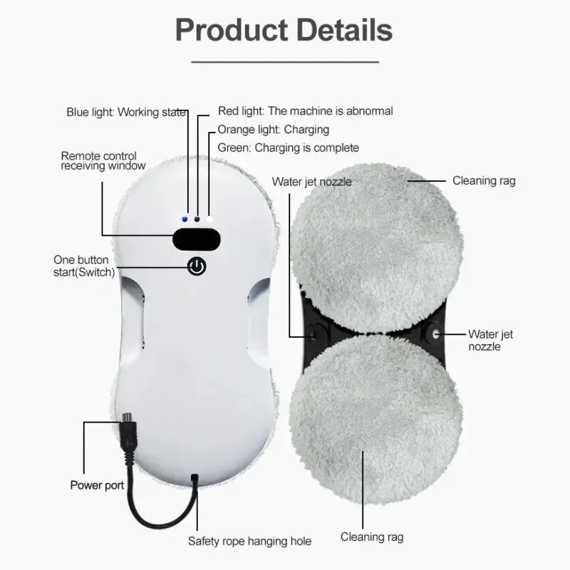 Aspirator geamuri, automat, capacitate pentru cladiri inalte, pulverizare dubla, 100-240V