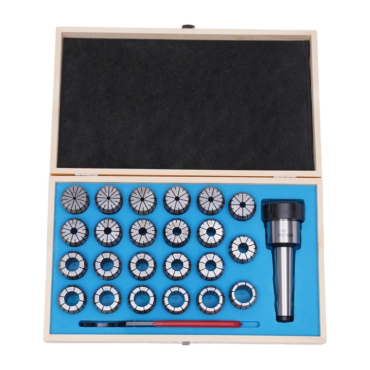 Set de colleturi, 23 bucati, otel spring 65Mn, forma rotunda, crom