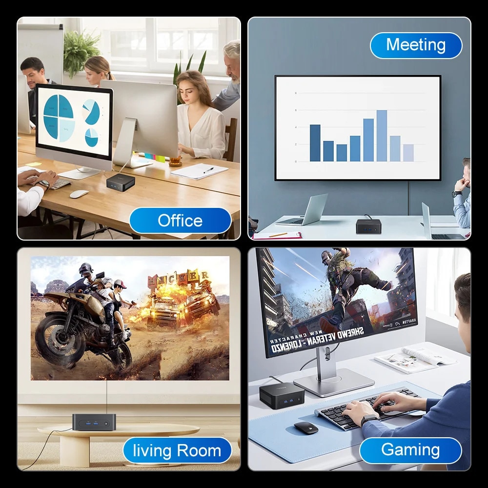 Mini PC, Intel N100, 16GB, 512GB SSD, 12.8x12.8x4.5cm - eMAG.ro