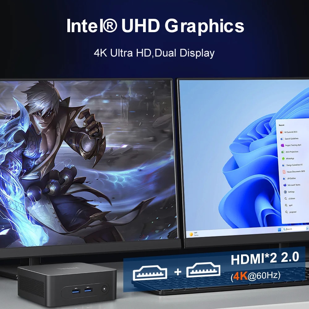 Mini PC, Intel N100, 16GB, 512GB SSD, 12.8x12.8x4.5cm - eMAG.ro