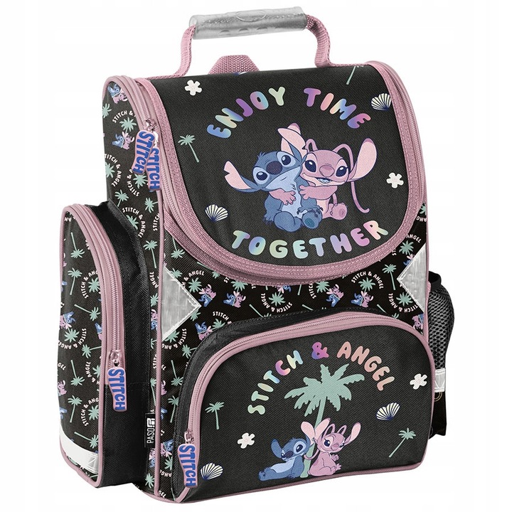 Ghiozdan pentru scoala, Pas Lilo & Stitch, bretele reglabile, poliester, 41x27x18cm, multicolor