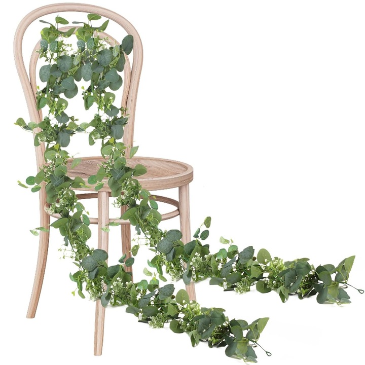 Set 2 Planta artificiala pentru agatat, ZGGZERG, Plante Artificiale de Eucalipt, aspect natural, rezistente la conditii meteo, Rezistent la UV, interior/exterior, Pentru Decorarea Casei, Gradinii, Biroului sau a Peretelui, Plastic, 180cm Lungime, Verde