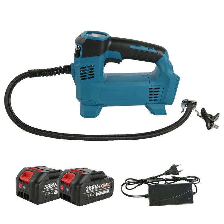 Pompa de aer electrica, 2 baterii, presiune maxima 995Kpa, LED, display digital inteligent