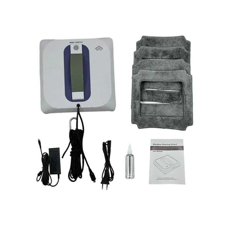 Aspirator robot pentru geamuri, control de la distanta, detectie automata a marginilor, sistem dual de pulverizare, 100-240V, 2.4G, 216x216x62.2mm