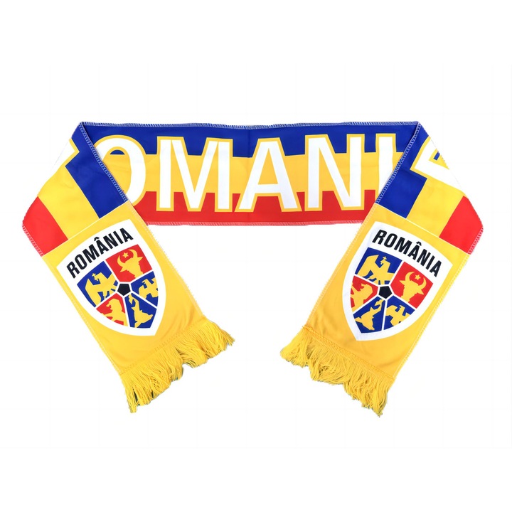 Esarfa Pentru Suporterii Echipei Romaniei, Veselie Pentru Toate Tipurile De Evenimente Sportive, Evenimente Nationale, Activitati De Familie etc., Bumbac, Multicolor, 145x18cm