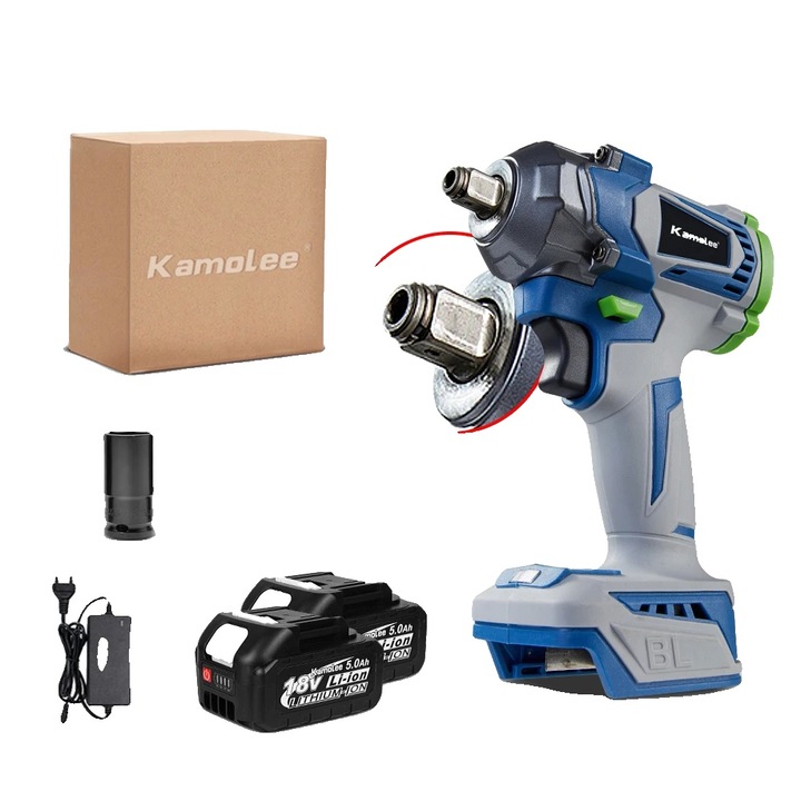 Cheie electrica de impact, 1200N.m, dimensiune prindere 22mm, 2 acumulatori 5.0Ah, incarcator inclus