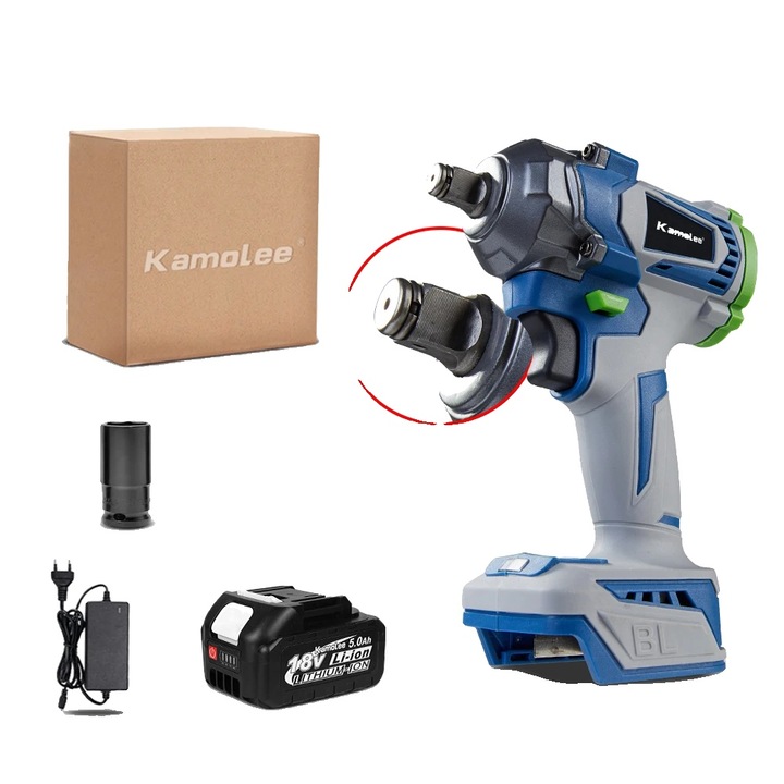 Elektromos ütvecsavarozó, 1200 Nm, befogási méret 22 mm, 1 db 5.0 Ah-s akkumulátor, töltő tartozék