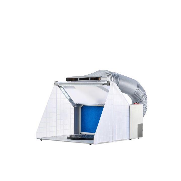 Преносима бояджийска кабина, двойни вентилатори, LED, маркуч за изпускане, 42 см