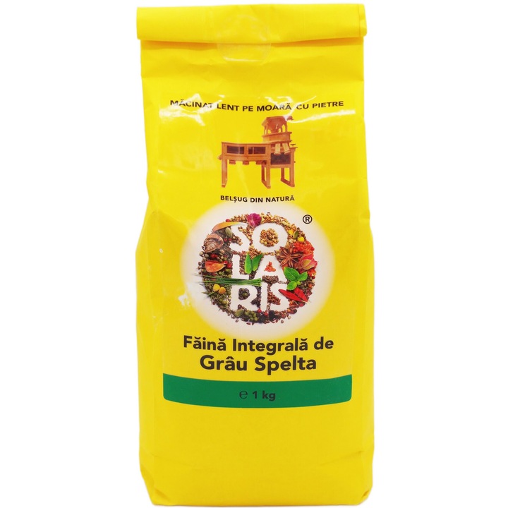 Faina integrala de Grau Spelta 100% natural, macinata lent pe moara cu pietre, 1kg, Solaris Plant