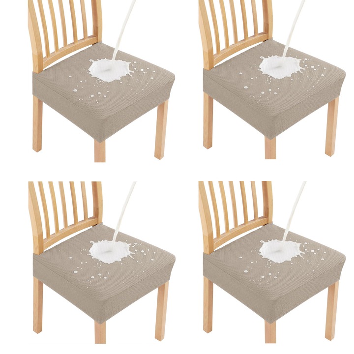 Комплект 4 Калъфа за стол, ZGGZERG, Дишащ материал, Еластични калъфи за столове, Противоплъзгащи, Без избледняване, Без топчета, Меки и удобни, Лесни за почистване, Машинно пране, За кухня, трапезария, хотели, Полиестер, 35-48см, Антрацитно сиво