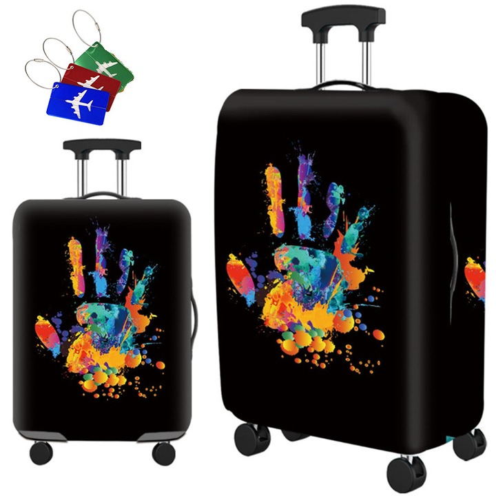 Калъф за куфар с 3 етикета за багаж, устойчив на надраскване, прахоустойчив, M, цветен, S-1