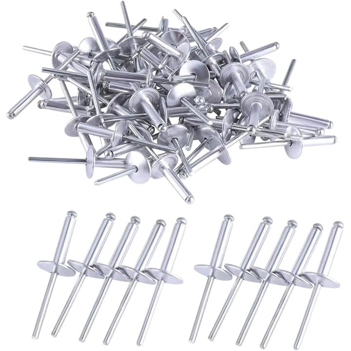 Pop nituri din aluminiu cu cap lat, DIN7337, 4.8x25x16mm - 50 buc
